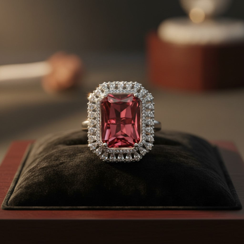 435523 Cz Adjustable Ring Ruby