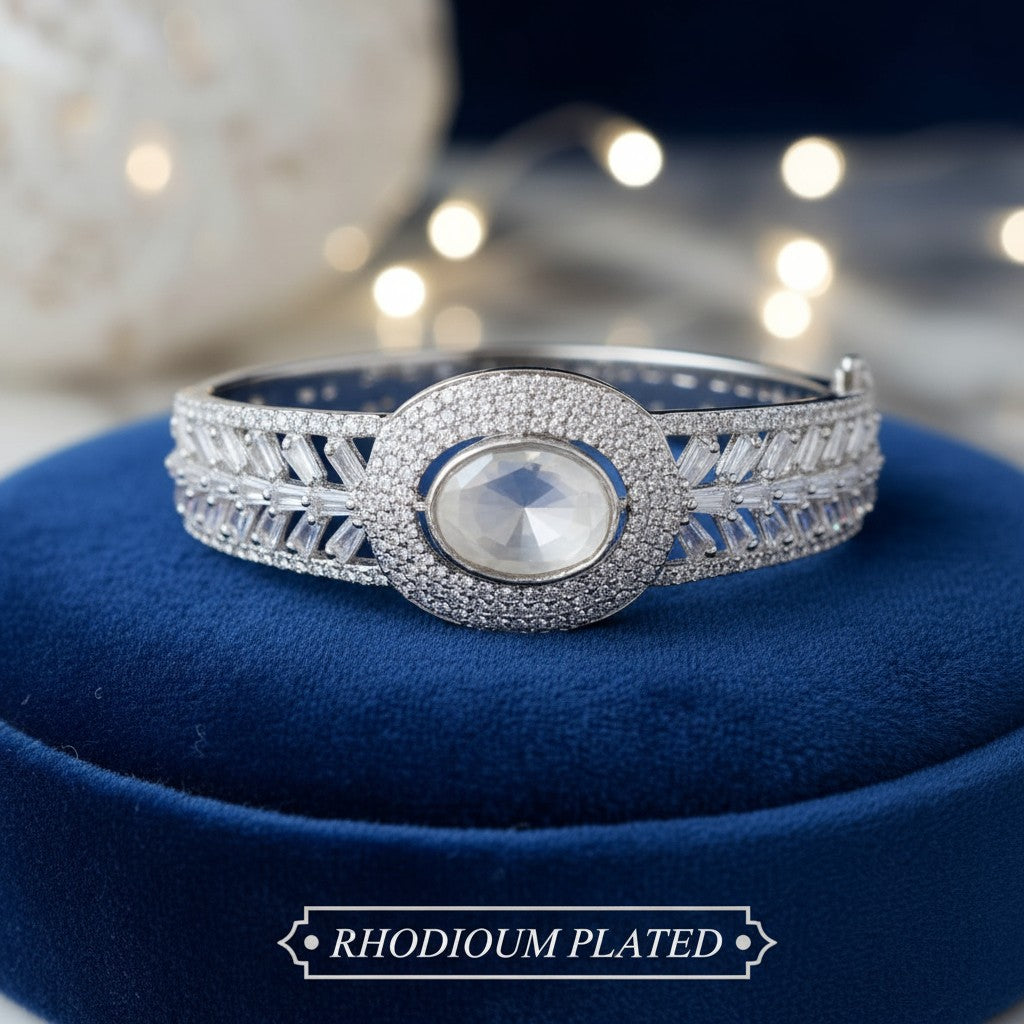 94409-KD Cubic Zirconia Classic Kada With Rhodium Plating-White