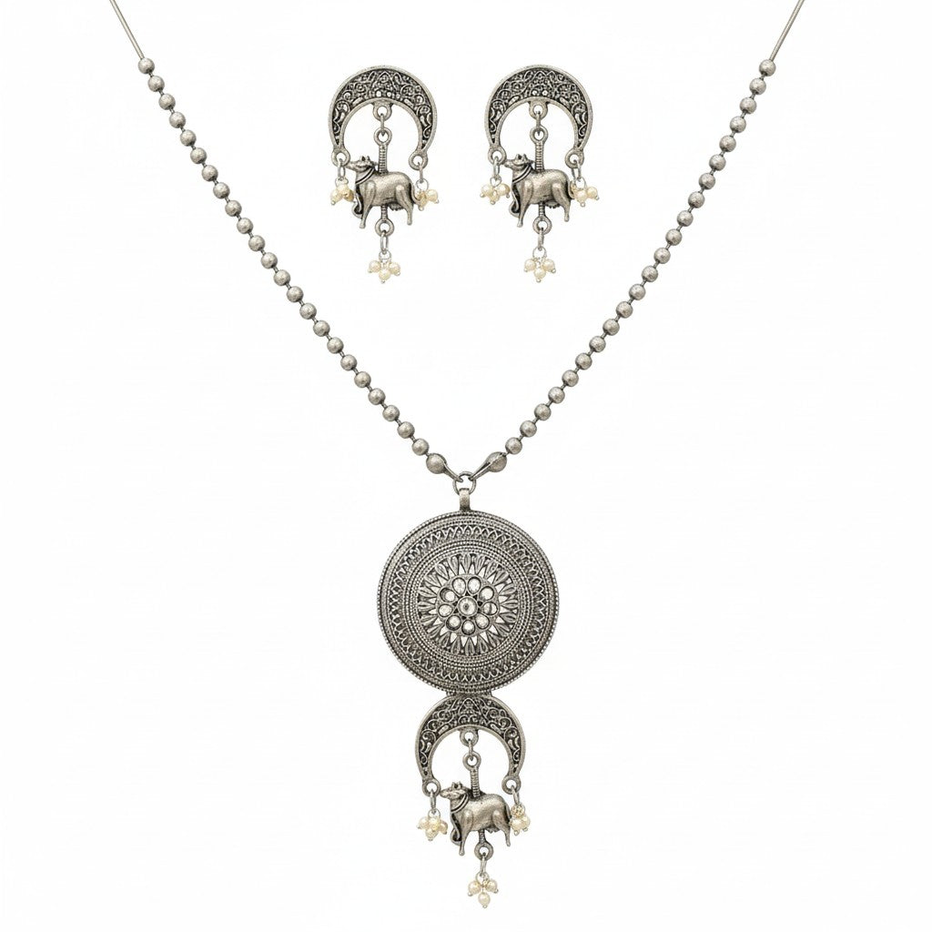 NS35100 Pendant Set With Oxidized Plating