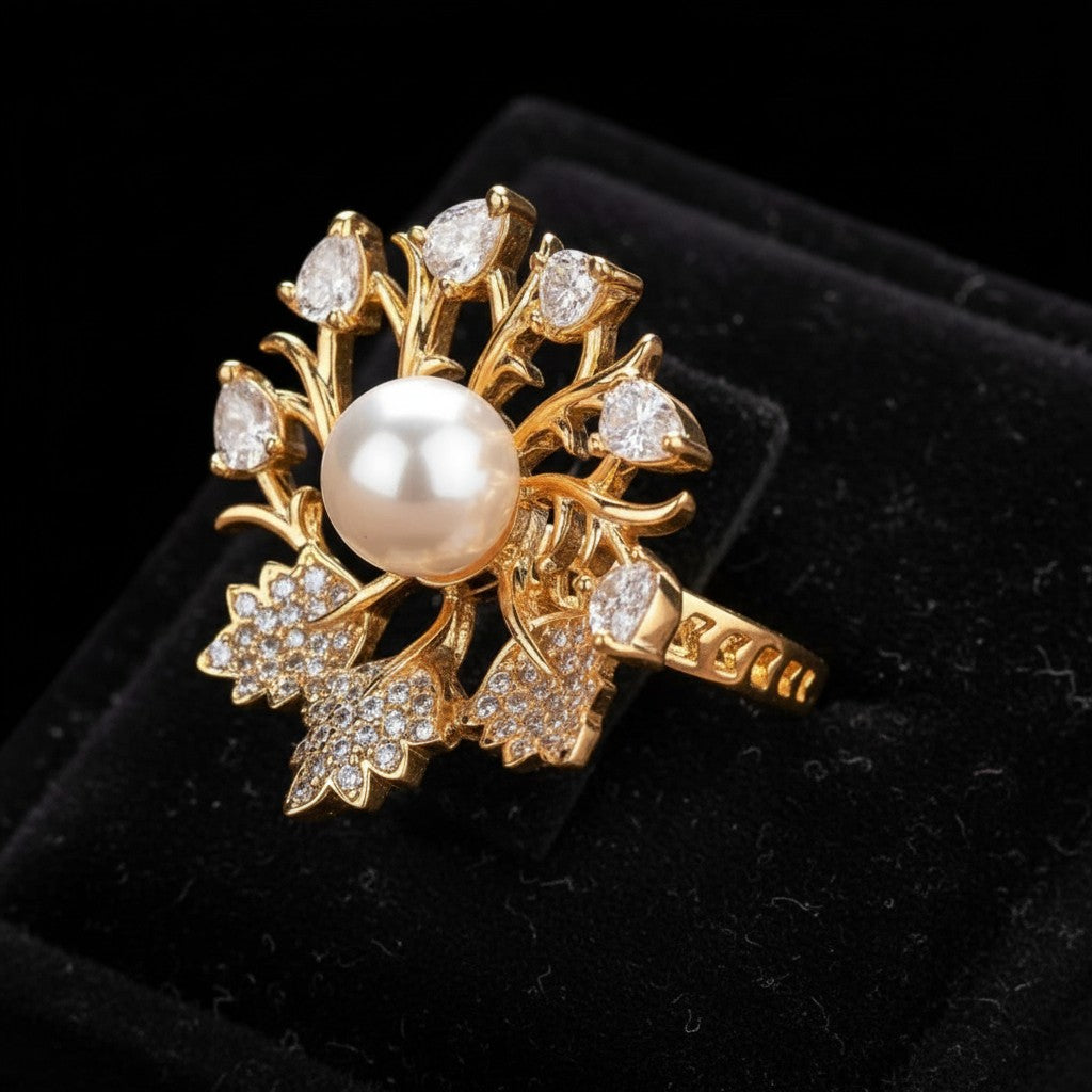 431811 Cz Adjustable Ring Golden