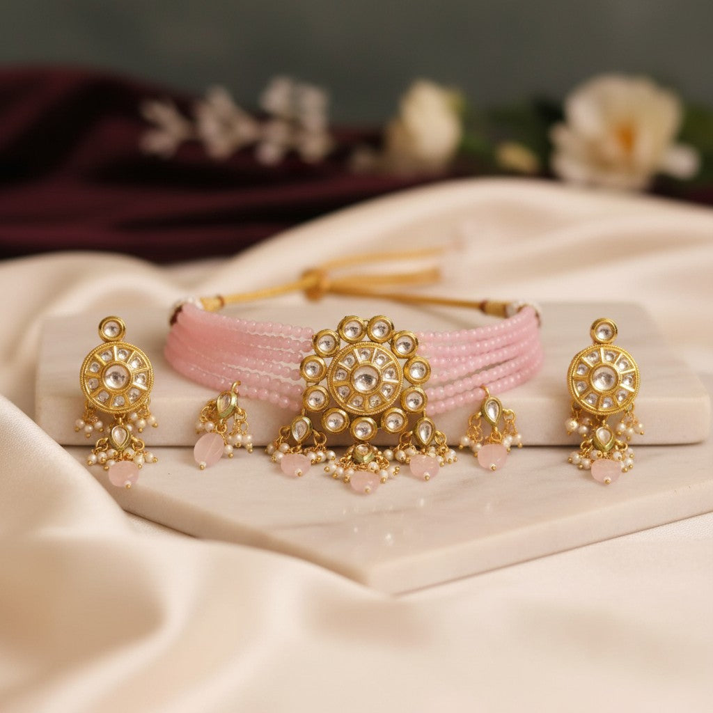 97309-NS Cz Delicate Necklace Pink