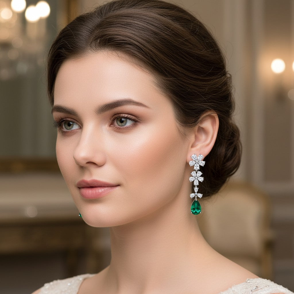 93709-ER American Diamond Earrings for Women – Sparkling CZ Stud/Drop Earrings | Elegant Party & Daily Wear Jewellery With Gold/Rhodium Plating
