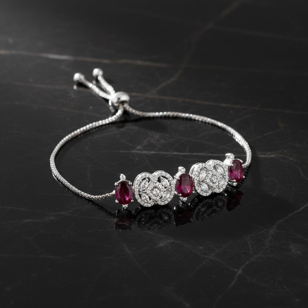 438718 Cubic Zirconia Classic Bracelet With Rhodium Plating-Rani