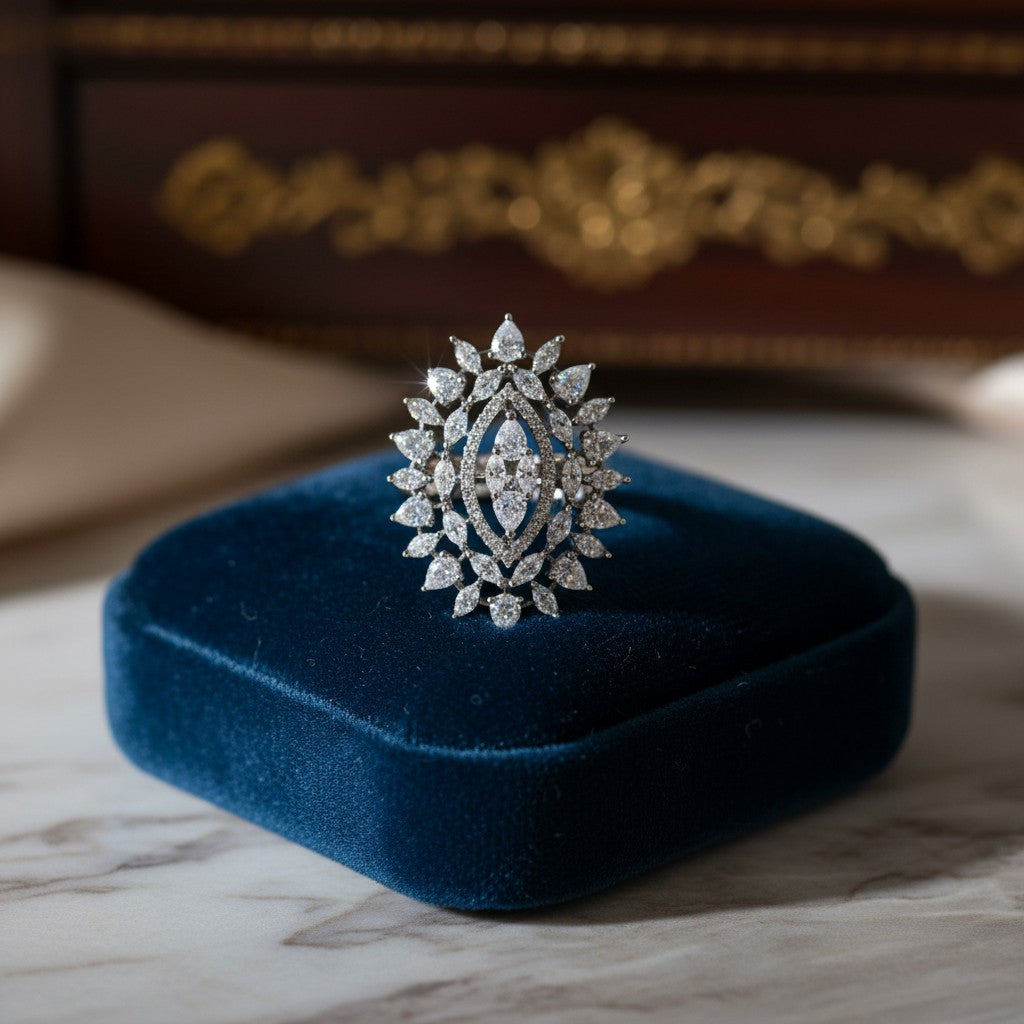 435364 Cz Adjustable Ring Silver