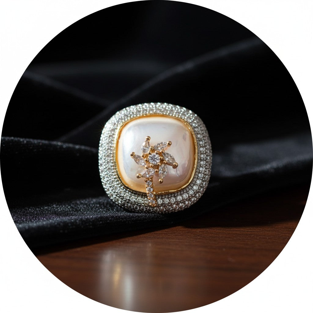 91859 RN Cz Adjustable Ring Moti