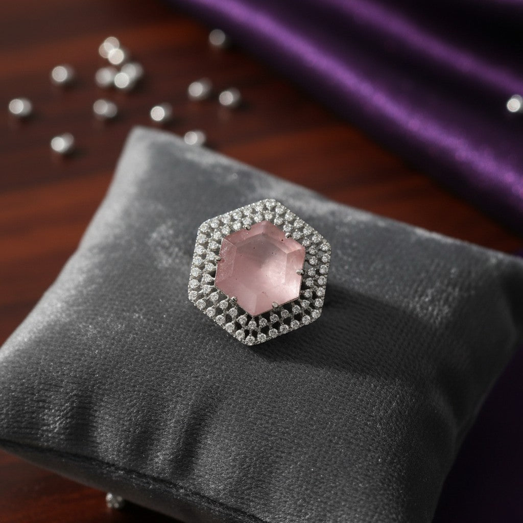 94009-RN Cz Adjustable Ring Pink