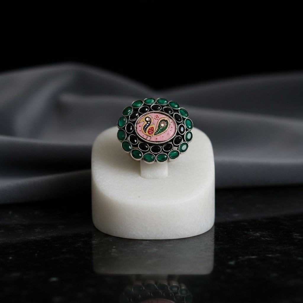 35180 Ring With Oxidised Plating