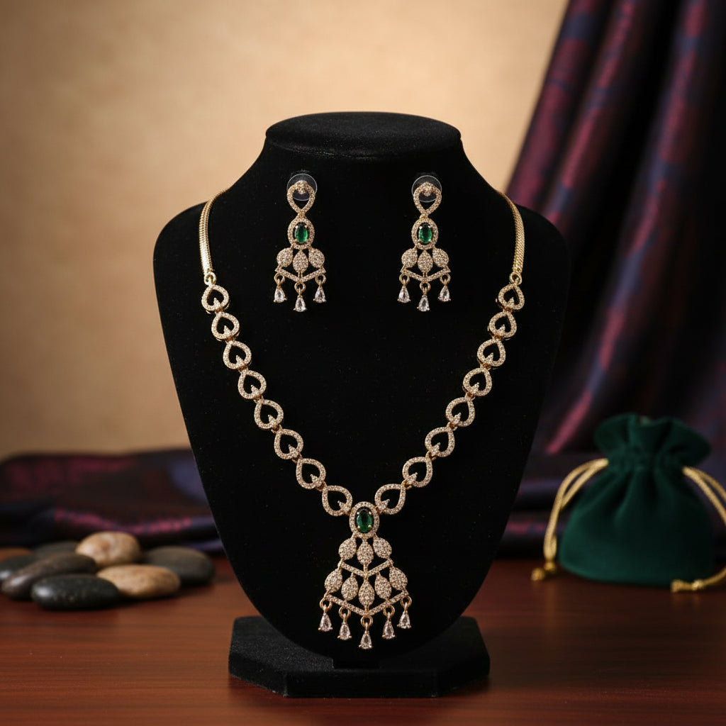 94309-NS Cz Delicate Necklace Mehndi Plating