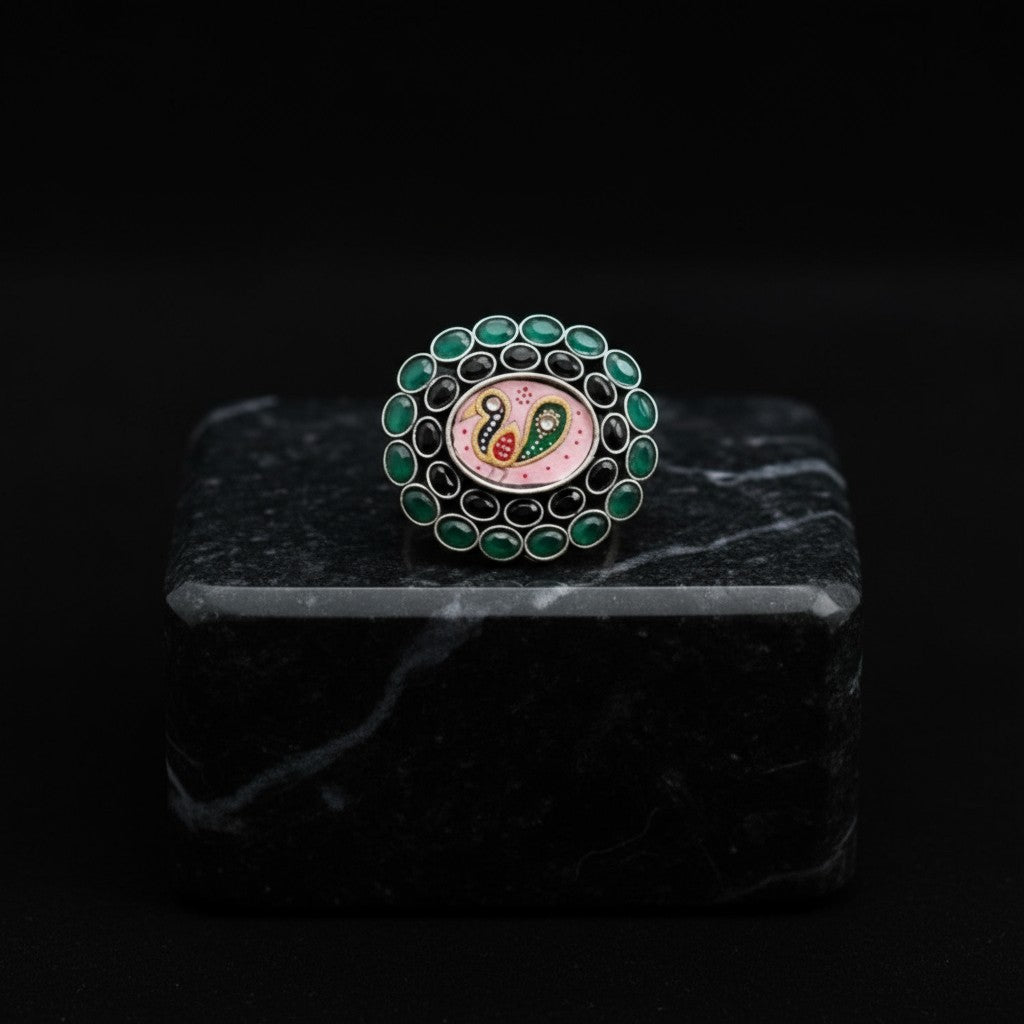 35180 Ring With Oxidised Plating