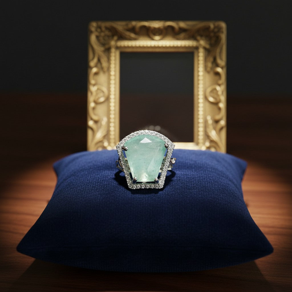 92509-RN Cz Adjustable Ring Green