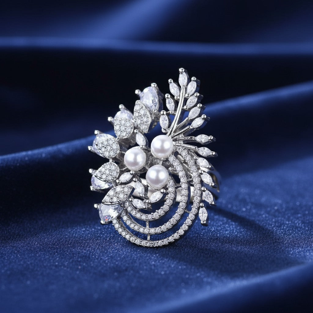 425252 Cz Adjustable Ring Silver