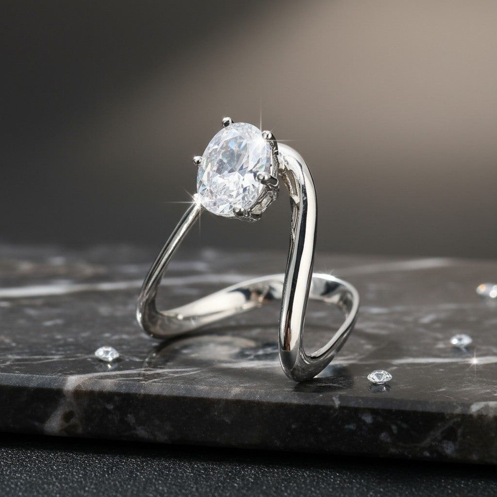 436918 Cz Adjustable Ring Silver