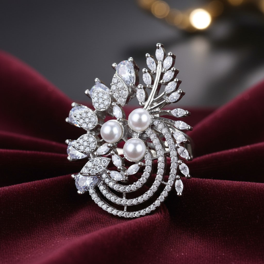 425252 Cz Adjustable Ring Silver