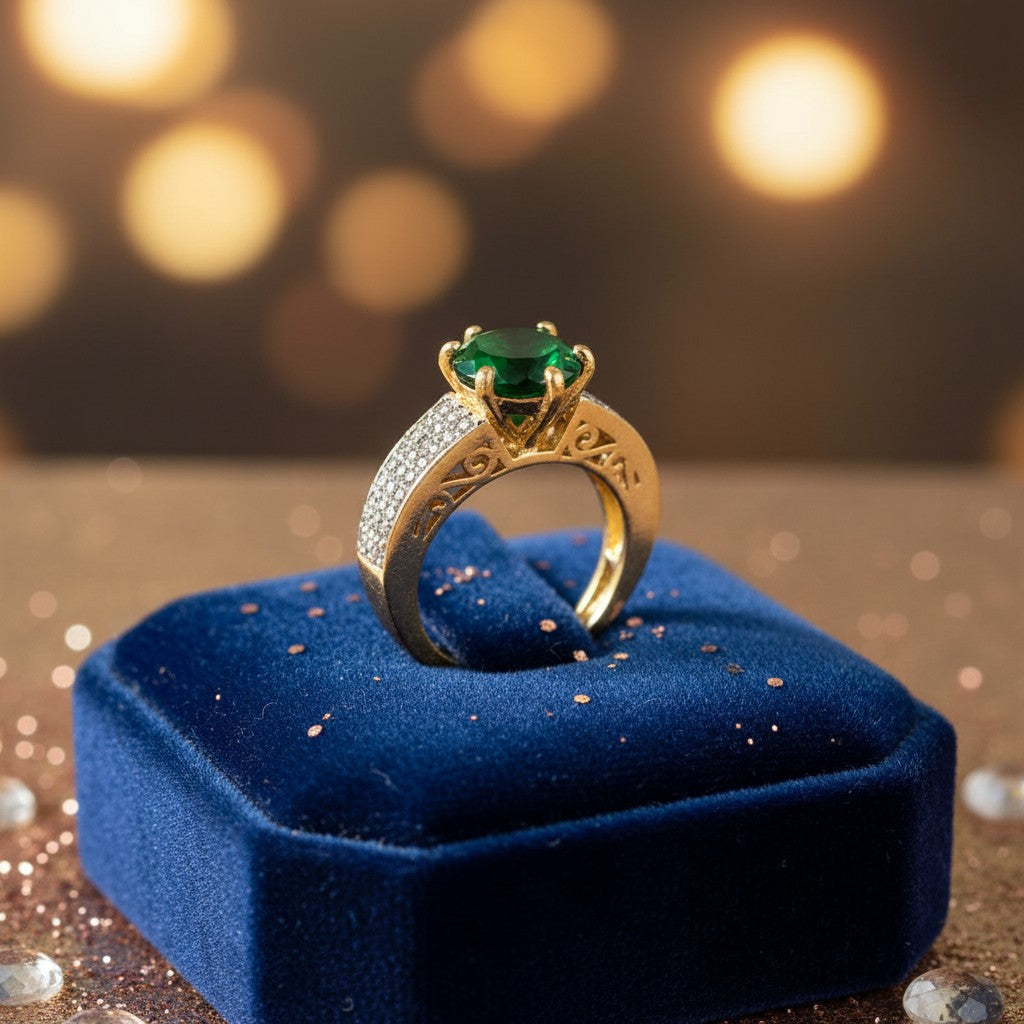 91259-RN Cz Adjustable Ring Green