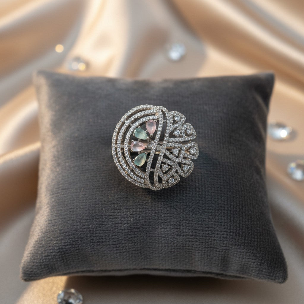 436624  Cz Adjustable Ring Multicolor