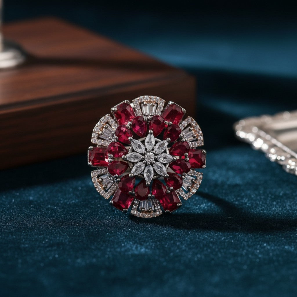 40195 Cz Adjustable Ring Ruby