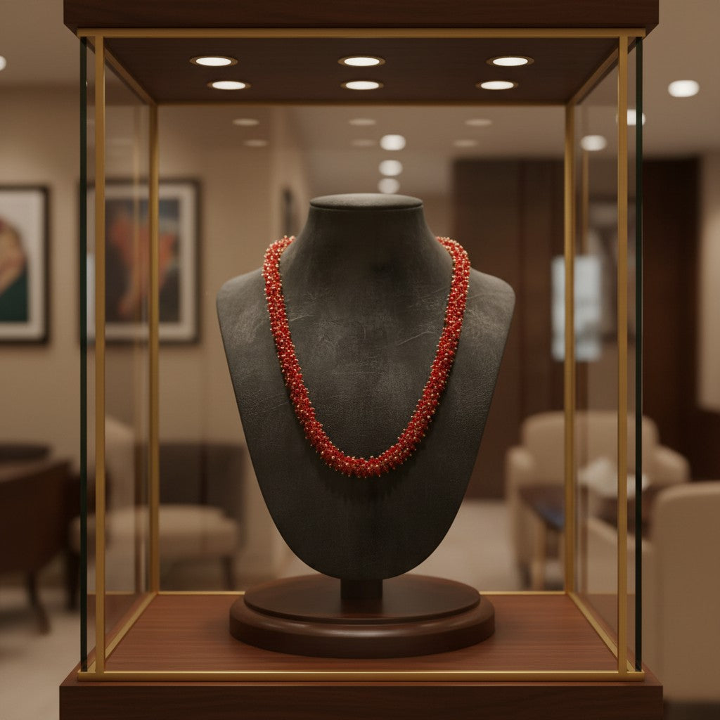 1041 Cubic Zirconia Mala Necklace-Ruby