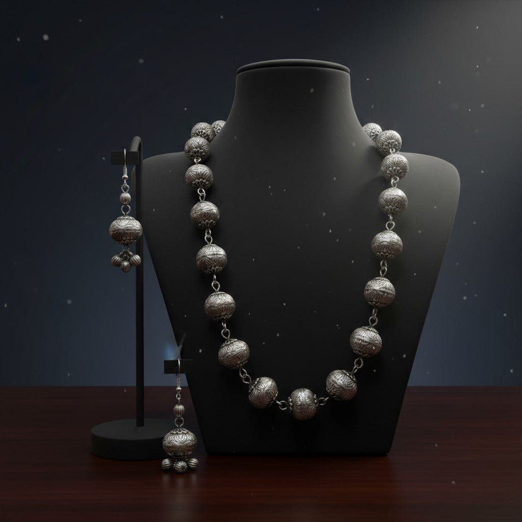 92999-NSO Classic Necklace With Oxidised Plating-Silver