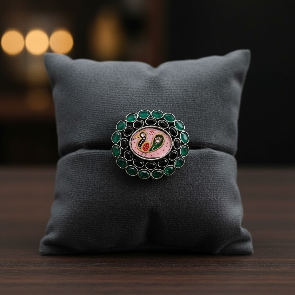 35180 Ring With Oxidised Plating