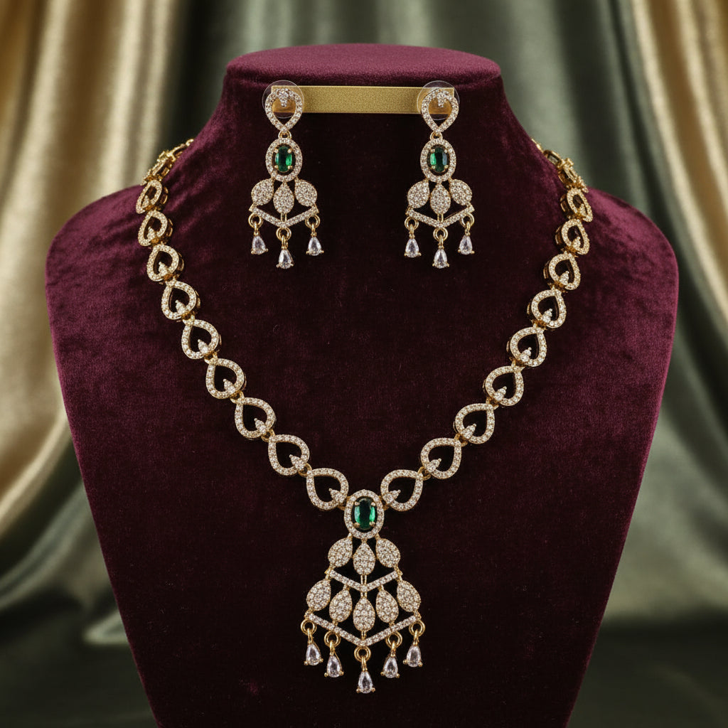 94309-NS Cz Delicate Necklace Mehndi Plating
