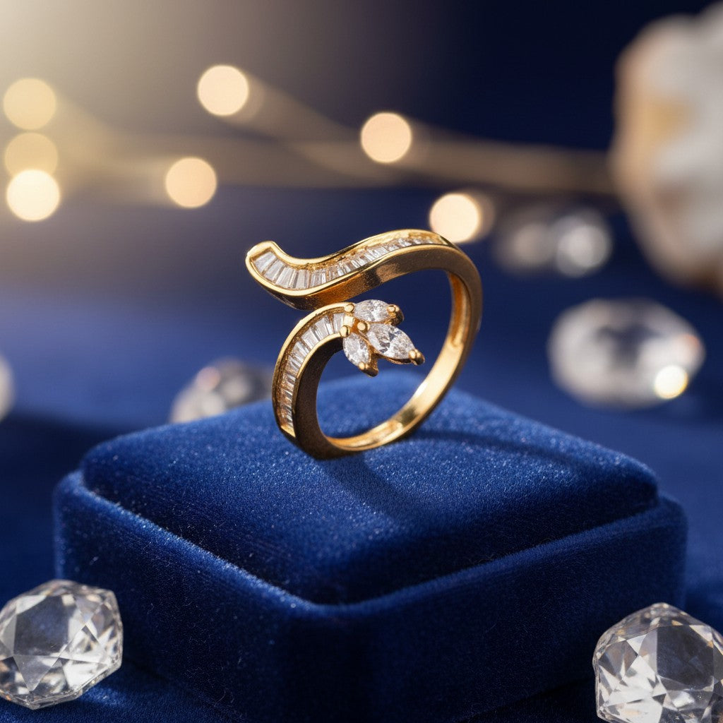 432867 Cz Adjustable Ring 2 Tone