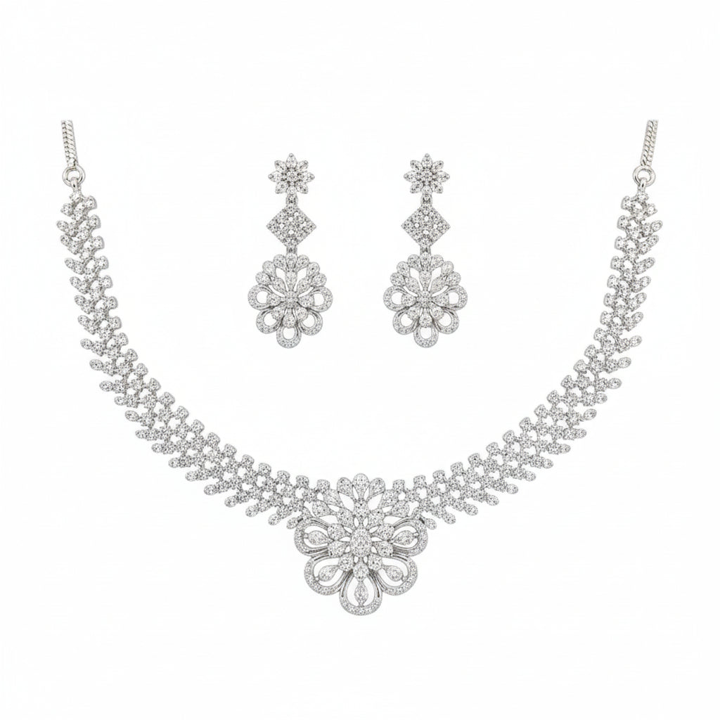 436614 Cz Delicate Necklace Silver