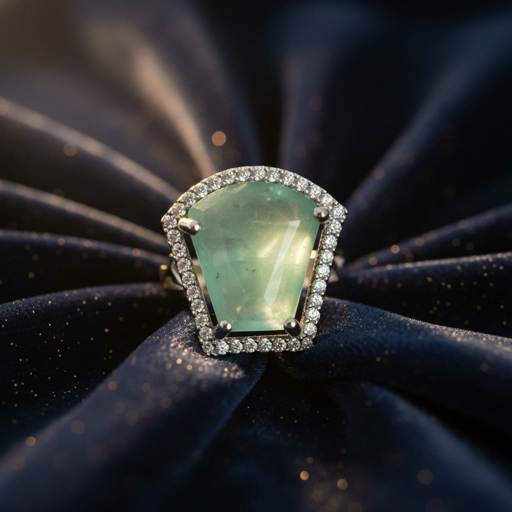 92509-RN Cz Adjustable Ring Green