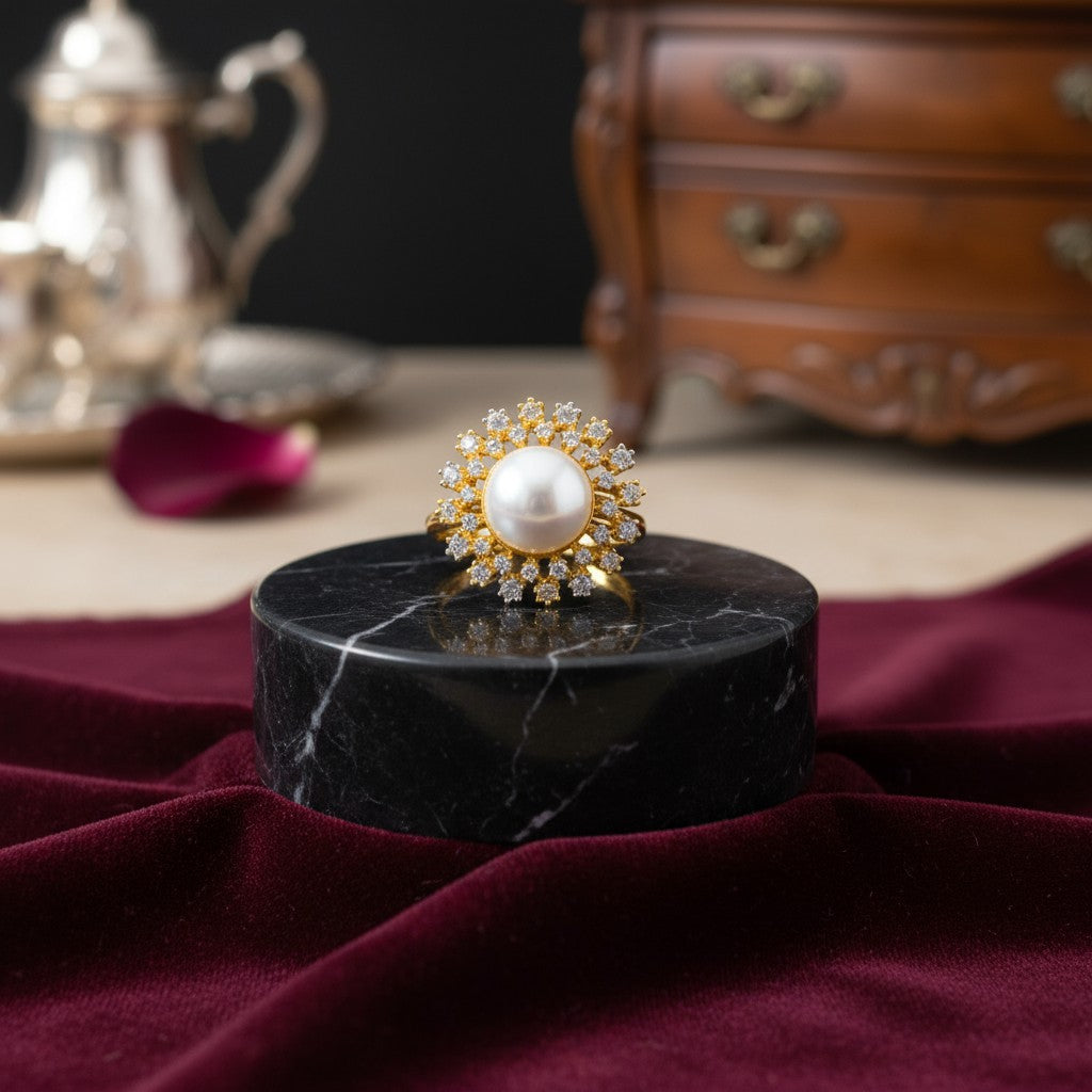 436742 Cz Adjustable Ring 2 Tone