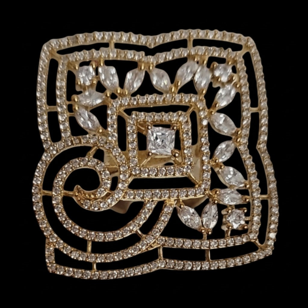 40173 Cz Adjustable Ring 2 Tone