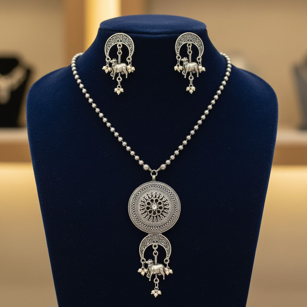 NS35100 Pendant Set With Oxidized Plating