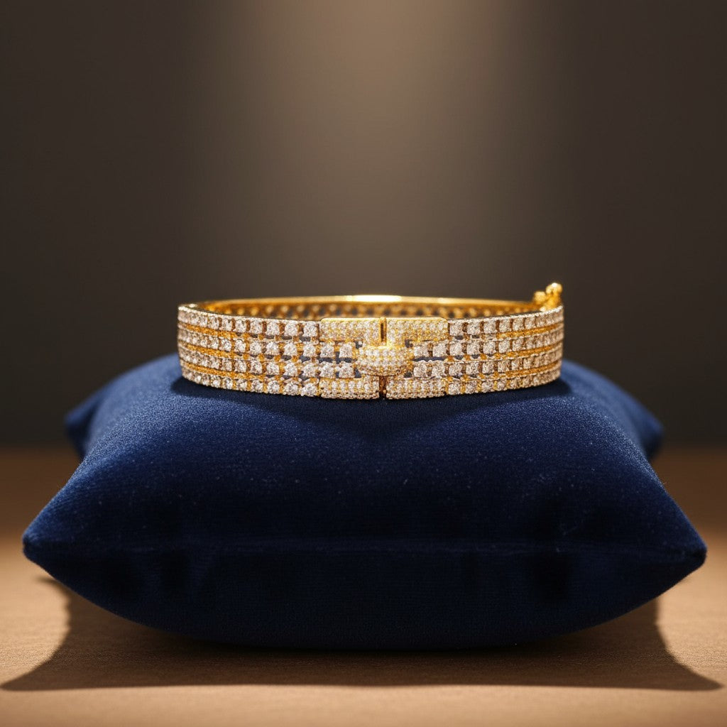 432907 Cubic Zirconia Classic Kada With Gold Plating