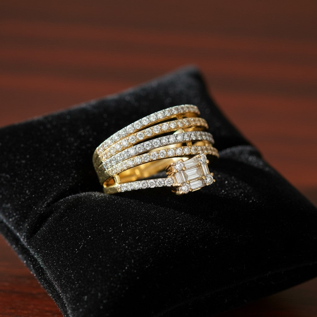 421147 Cz Adjustable Ring 2 Tone