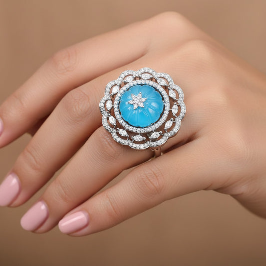 424424 Cz Adjustable Ring With Rhodium Plating