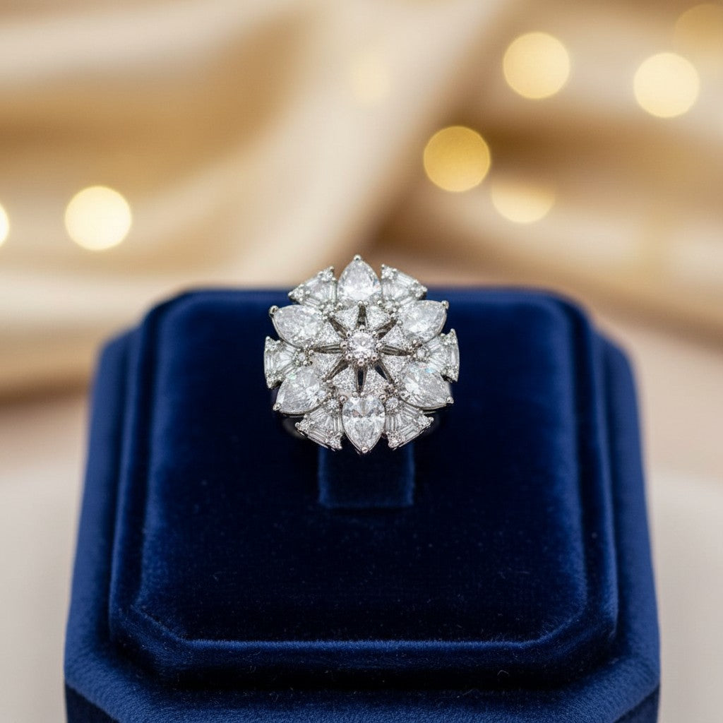 Ring250 Cz Adjustable Ring Silver