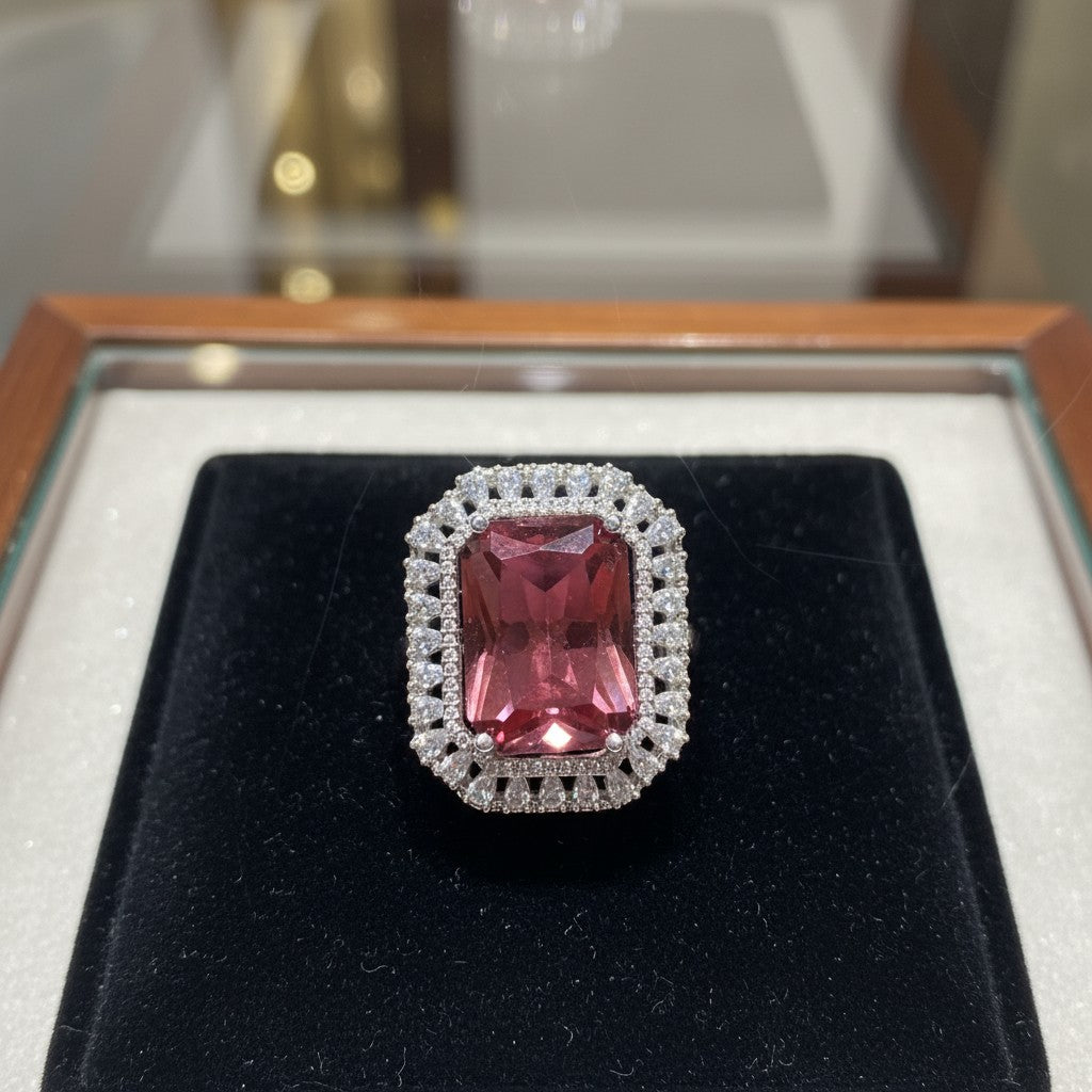 435523 Cz Adjustable Ring Ruby