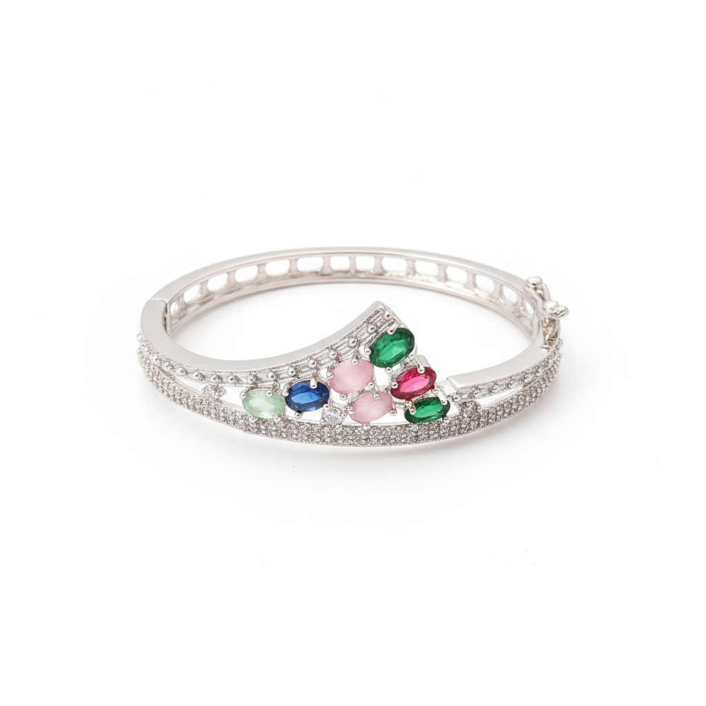 92109-KD Cubic Zirconia Classic Kada With Rhodium Plating-Multi