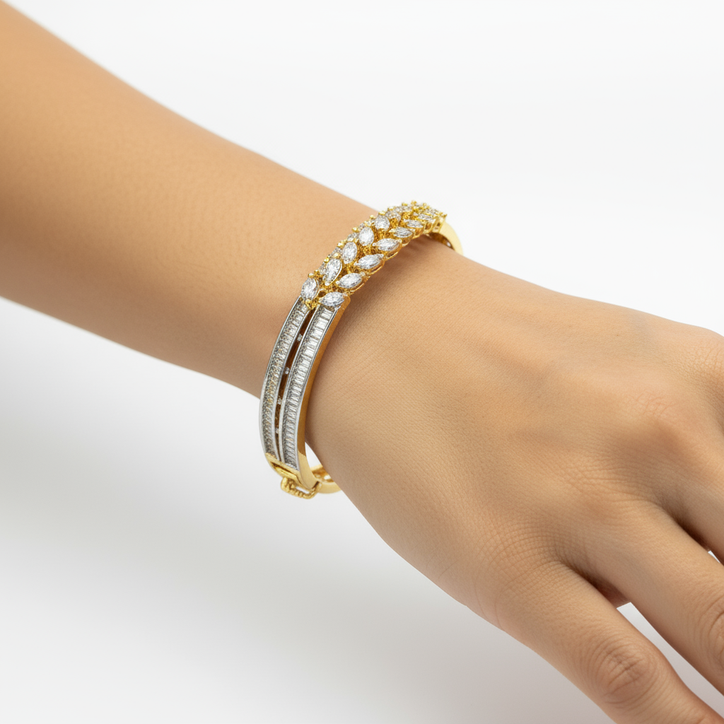 434623 Cubic Zirconia Classic Kada With Gold Plating