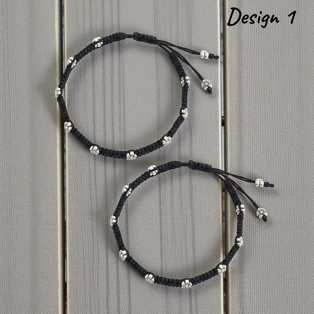 91709-ANO Classic Anklet With Oxidized Plating-Design 1