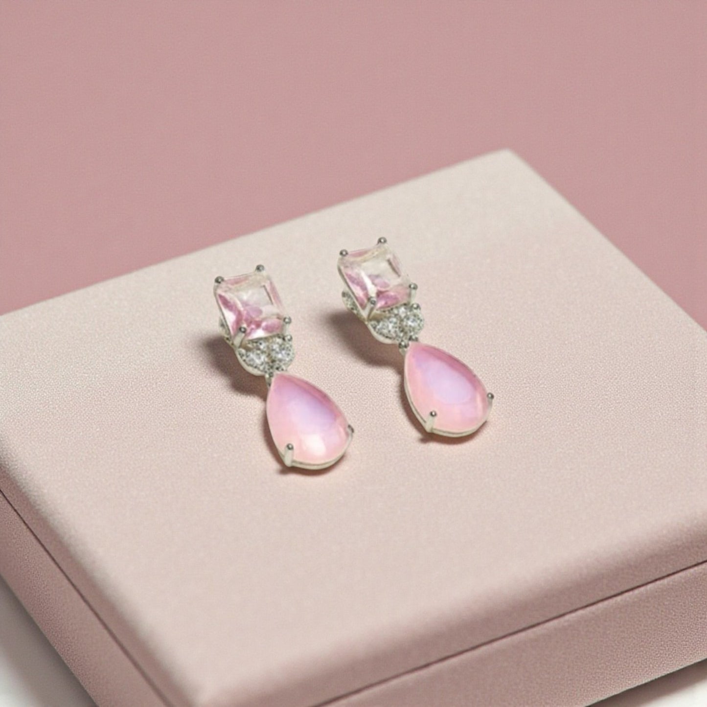 92459-ER  CZ Earring With Gold/Rhodium Plating-Hydra Pink
