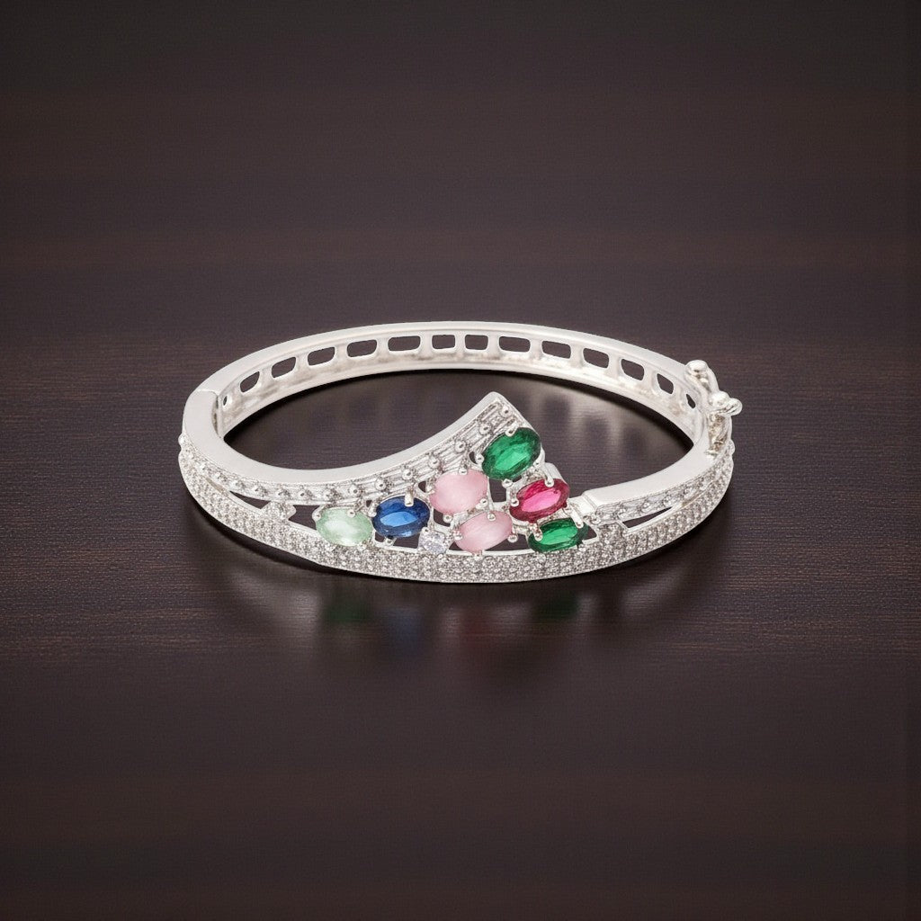 92109-KD Cubic Zirconia Classic Kada With Rhodium Plating-Multi