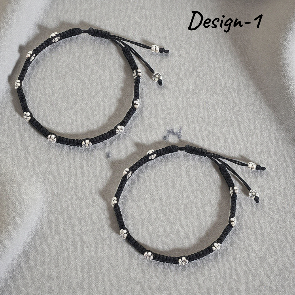 91709-ANO Classic Anklet With Oxidized Plating-Design 1