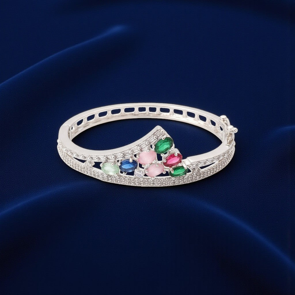 92109-KD Cubic Zirconia Classic Kada With Rhodium Plating-Multi