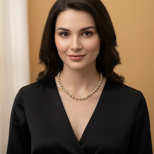 1043 Cubic Zirconia Mala Necklace-2 Tone